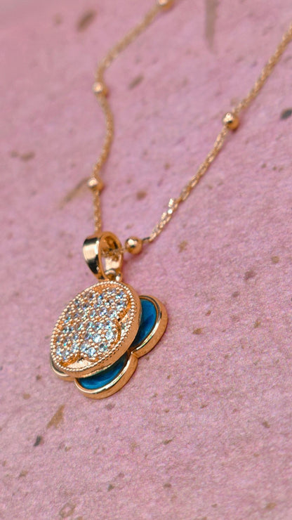 Rotatable Circle Flower Necklace