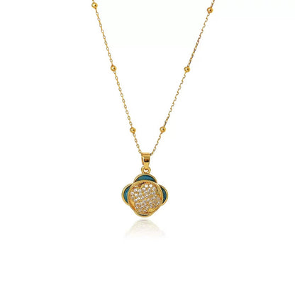 Rotatable Circle Flower Necklace